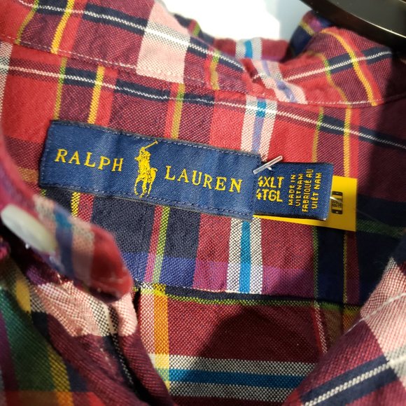 RALPH LAUREN 4XLT MULTICOIOR LONGSLEEVE BUTTONUP MEN SHIRT 100% COTTON - Picture 4 of 5